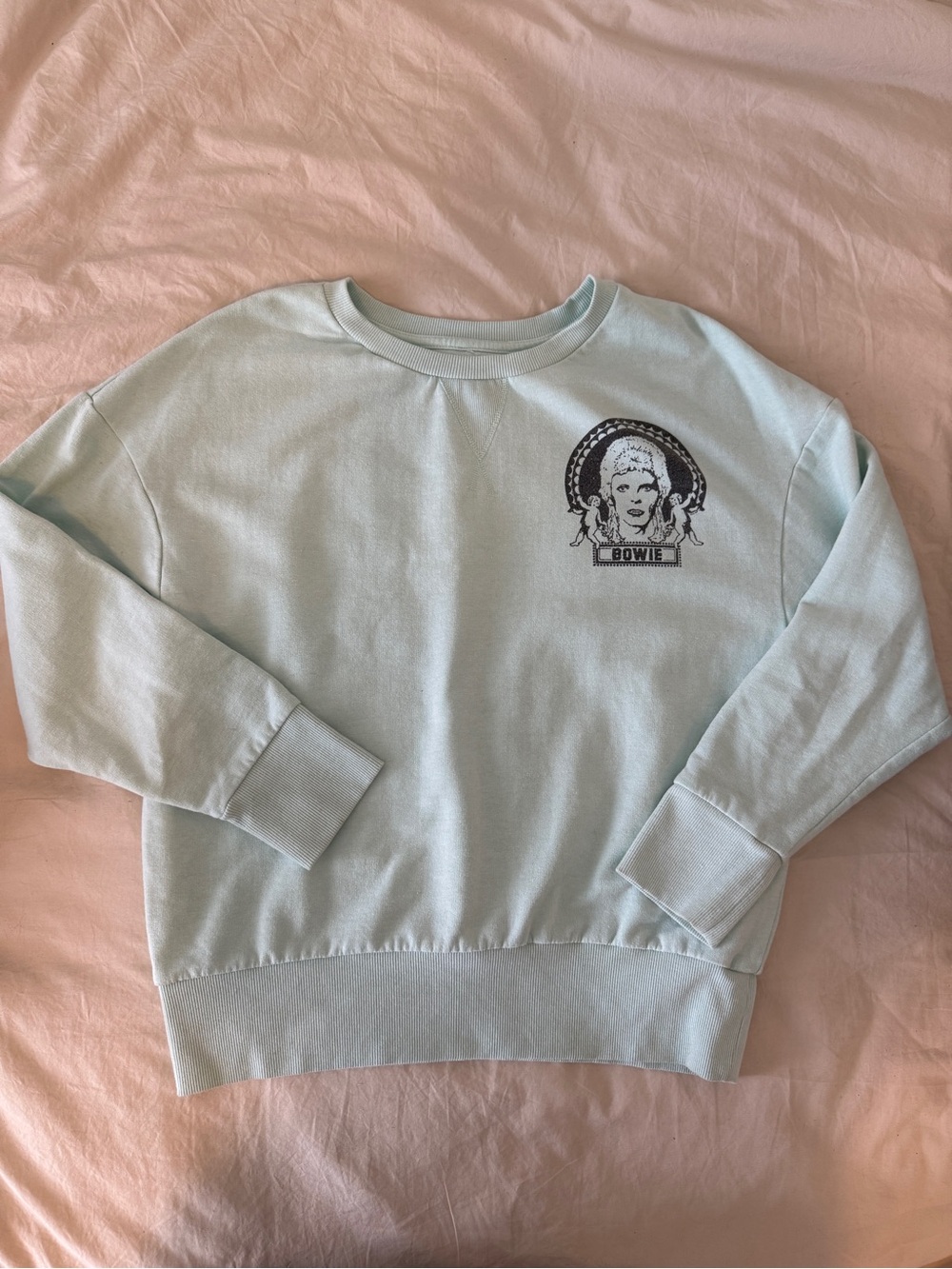 David Bowie mint green crewneck sweatshirt